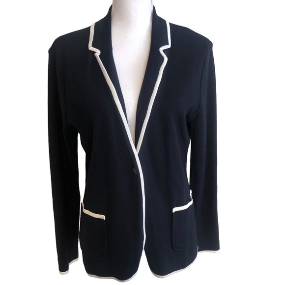 Brooks Brothers Sweaters - Brooks Brothers Red Fleece Navy Cardigan White Piping